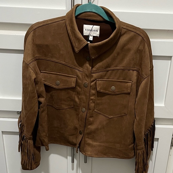 Vigoss Women's Tan Vegan Suede Utility Jacket! - Picture 1 of 5